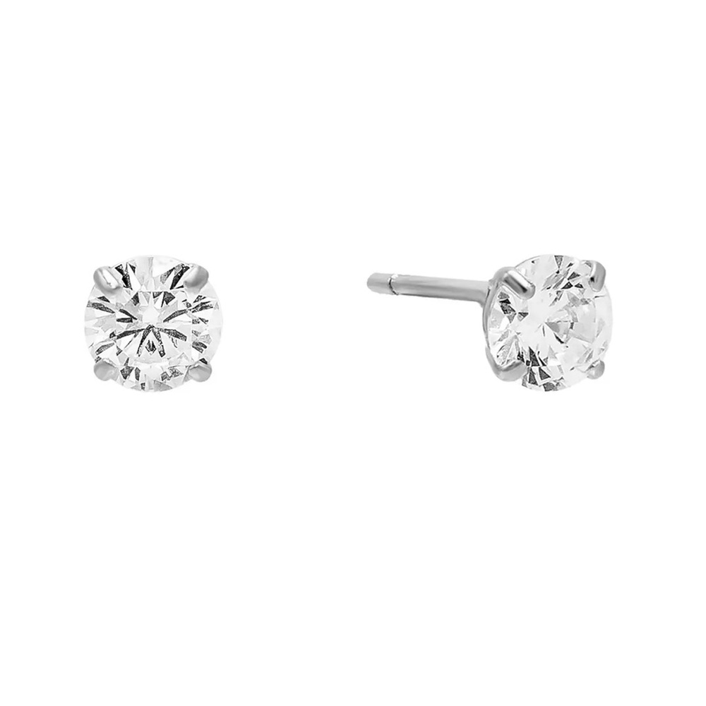 Adina Eden - Juliette Stud Earring 14K - 14K White Gold / 7 MM / Pair